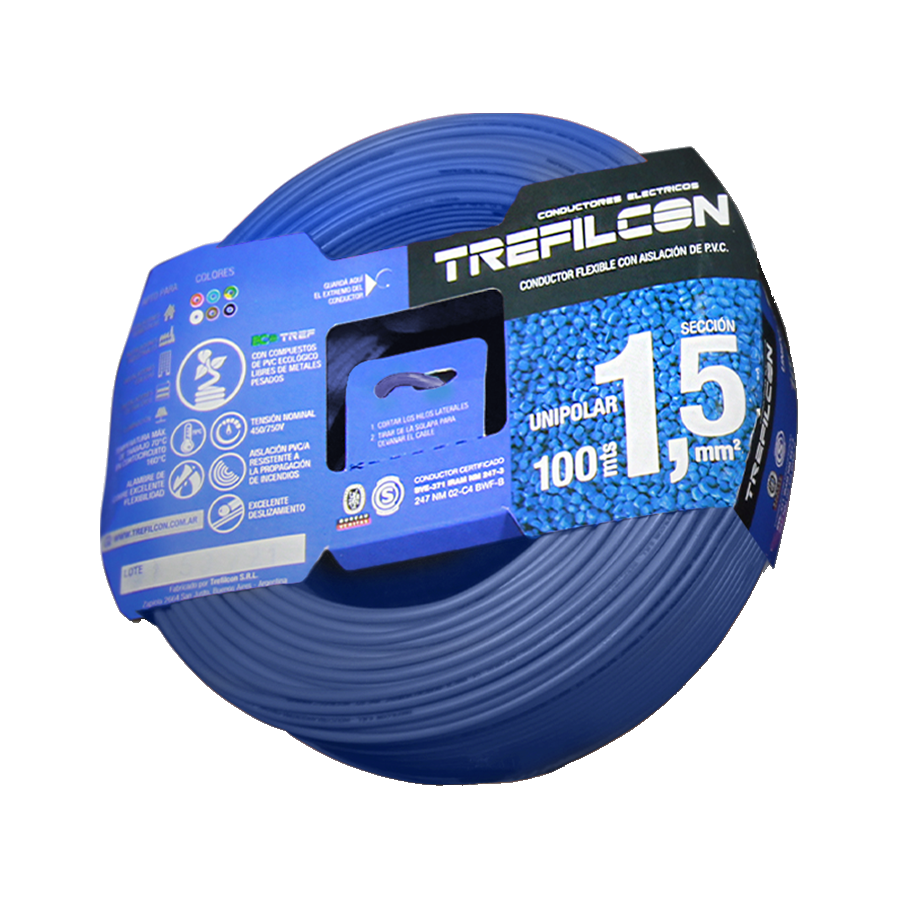 product-405-740 Cable Unipolar 1 x 1,5mm x 100m Azul Trefilcon - Imagen 1