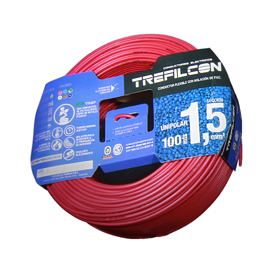 product-409-735 Cable Unipolar 1 x 1,5mm x 100m Rojo Trefilcon - Imagen 1