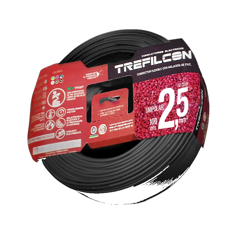 product-412-730 Cable Unipolar 1 x 2,5mm x 100m Negro Trefilcon - Imagen 1