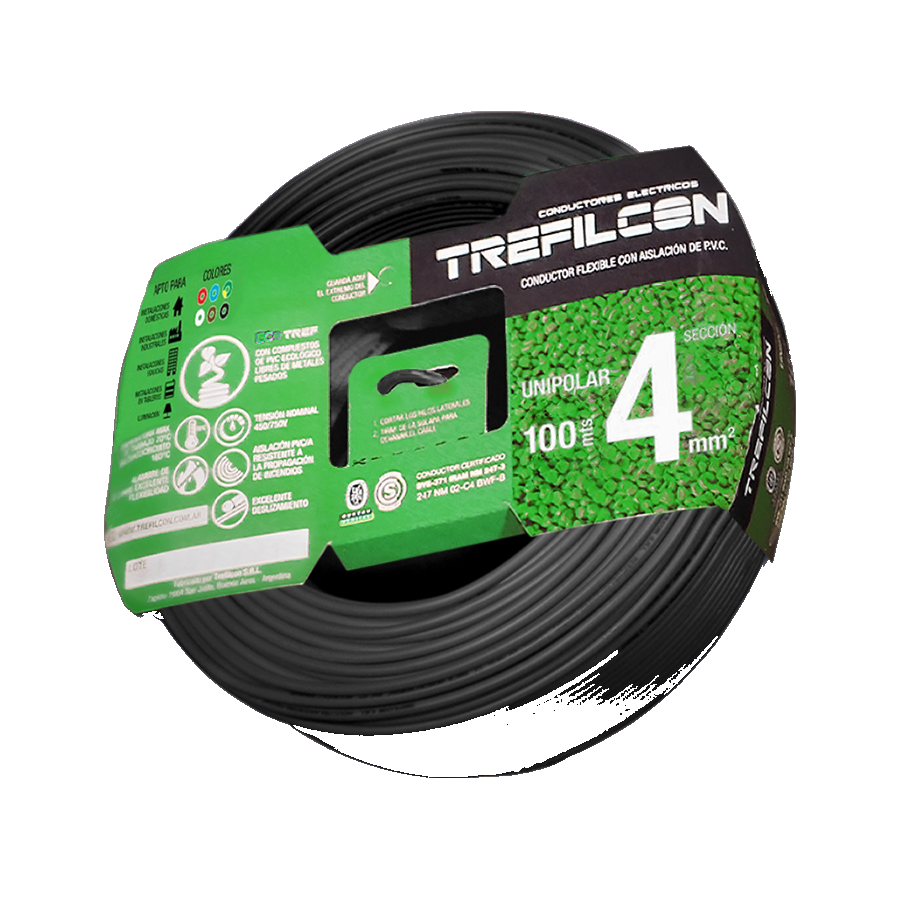 product-417-725 Cable Unipolar 1 x 4mm x 100m Negro Trefilcon - Imagen 1