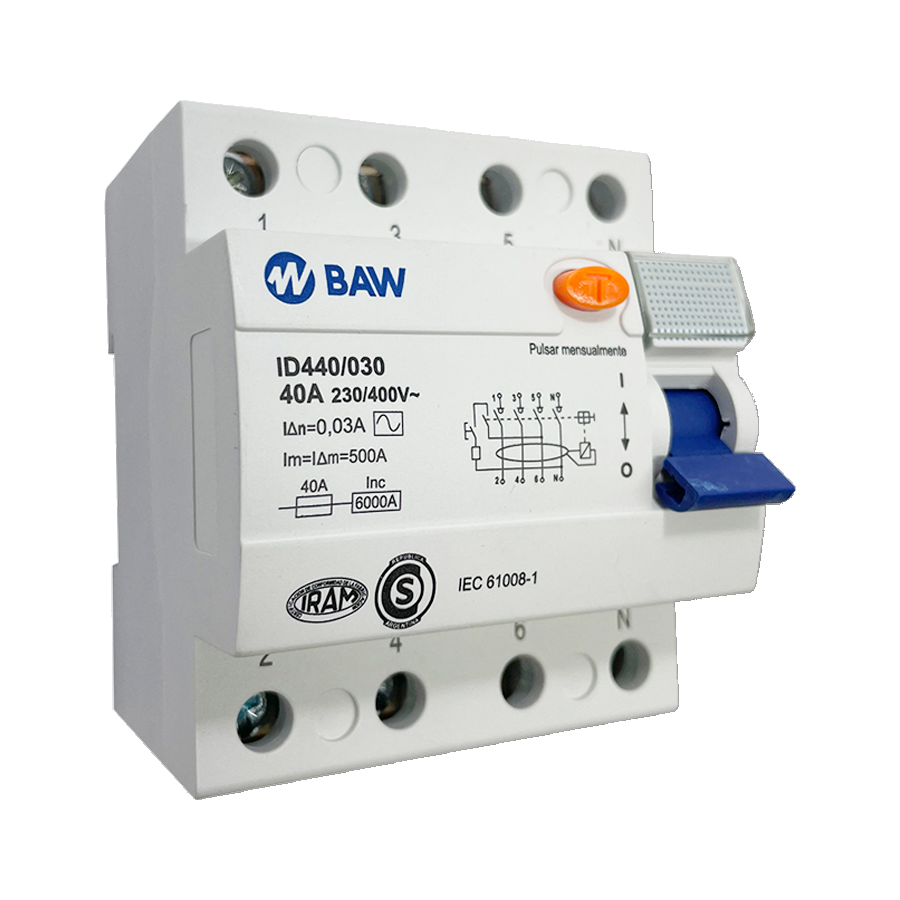 product-716-1310 Disyuntor Interruptor Diferencial 4 Polos 40A Baw IDE240/030 - Imagen 1