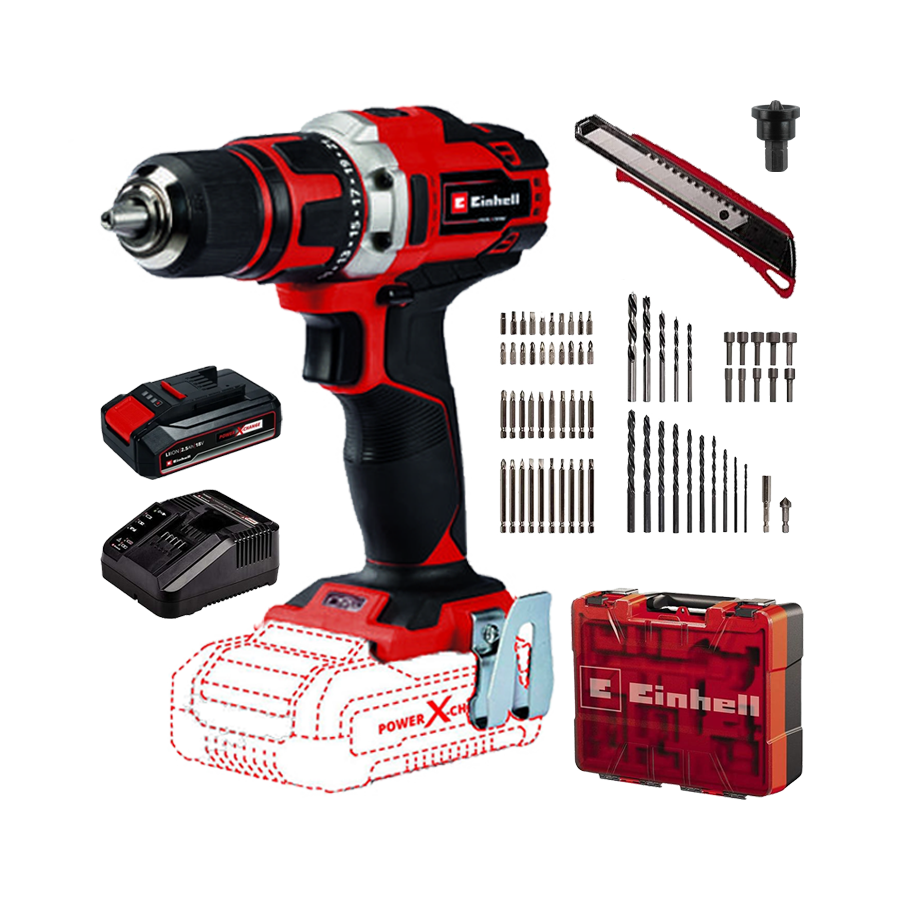product-795-1500 Taladro Atornillador Inalámbrico Einhell TE-CD 18/40 Li + 69 Acc. - Imagen 1