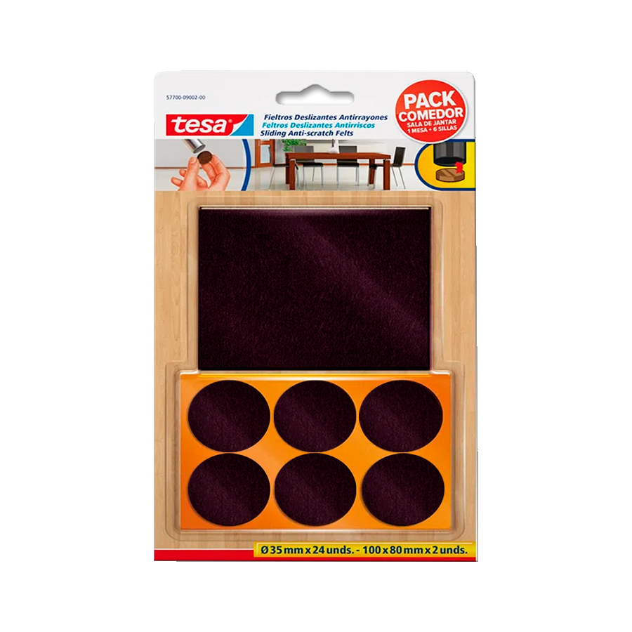 product-875-1612 Fieltros Adhesivos "Pack Comedor" Marrón Tesa - Imagen 1
